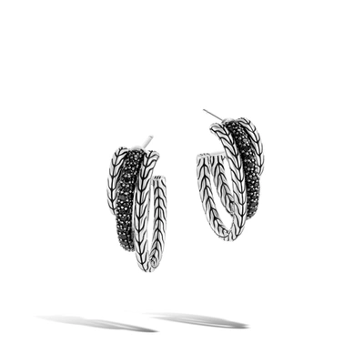 John Hardy Carved Chain Hoop Earrings In Silver