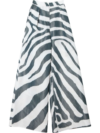 Carolina Herrera Women's Pleated Printed Crepe Wide-leg Pants In Black/white