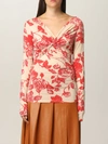 Msgm Floral-print Top In Red
