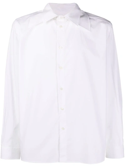 Valentino Spread-collar Cotton-poplin Shirt In Bianco