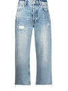 Anine Bing Gavin Blue Reservoir High Waist Distressed Nonstretch Ankle Jeans In Blue