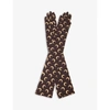 Marine Serre Brown Second Skin Long Gloves In All Over Moon Brown