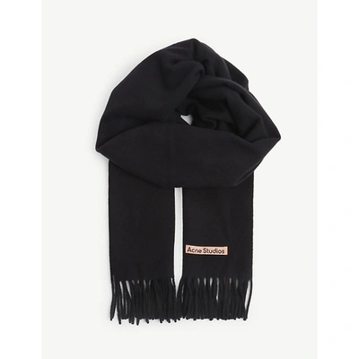 Acne Studios Canada Narrow Wool Scarf In Black