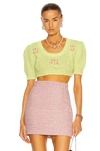 ALESSANDRA RICH EMBELLISHED MOHAIR CROPPED TOP,ARIF-WS29