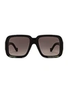 Loewe Women's Paula's Ibiza Geometric Sunglasses, 56mm In Shiny Black & Gradient Smoke