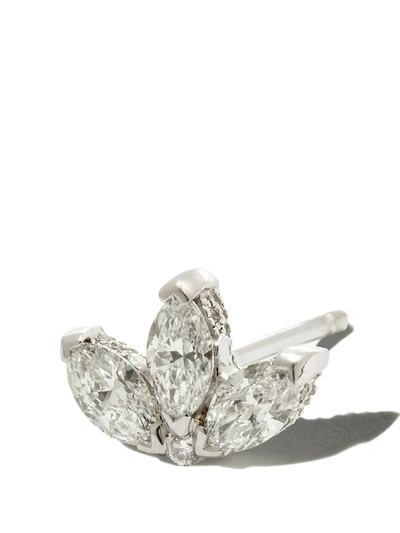 Maria Tash 18kt White Gold Engraved Lotus Earring In Silver