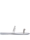 Giuseppe Zanotti Nuvorock Crystal-embellished Metallic Leather Sandals In Silver