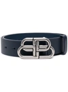 Balenciaga Bb-logo Crocodile-effect Leather Belt In 蓝色