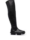 Ps By Paul Smith Thigh-high Flat Leather Boots In Black