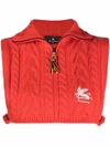 Etro Wool-cashmere Blend Cropped Cable-knit Vest In 红色