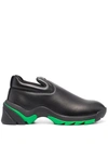 Bottega Veneta Polished-finish Ridged-sole Sneakers In Black ,green