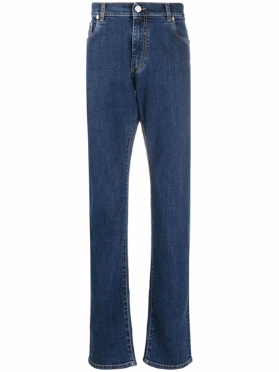 Billionaire Embroidered-logo Straight-leg Jeans In Blue