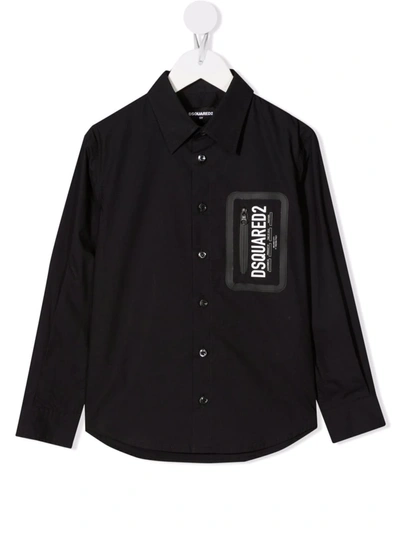Dsquared2 Logo Button Shirt In 黑色