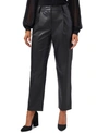Vince Camuto Womens Faux Leather Pleated Straight Leg Pants In Rich Black