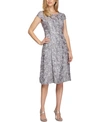 Alex Evenings Sequin Rosette Cocktail Dress In Dove