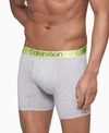 Calvin Klein Ultrasoft Stretch Modal Boxer Briefs In Grey Heather W/ Direct Green Wb