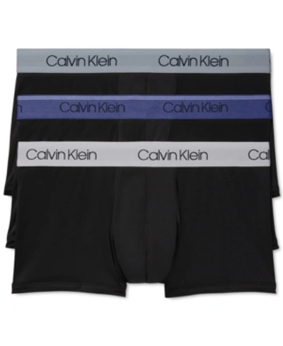 Calvin Klein Men's 3-pk. Micro Stretch Moisture-wicking Low-rise Trunks In Black Multi