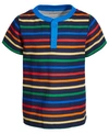FIRST IMPRESSIONS BABY BOYS RAINBOW DAYS HENLEY SHIRT, CREATED FOR MACY'S