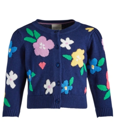 First Impressions Kids' Baby Girls Floral Cardigan, Created For Macy's In Medieval Blue
