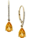 Macy's Garnet (2-1/2 Ct. T.w.) And Diamond Accent Drop Earrings In 14k Rose Gold (also In Citrine) In Citrine