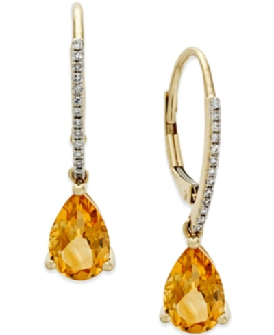 Macy's Garnet (2-1/2 Ct. T.w.) And Diamond Accent Drop Earrings In 14k Rose Gold (also In Citrine)