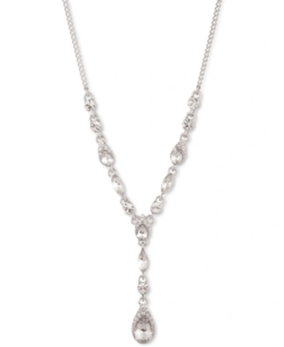 Givenchy Pear-shape Crystal Lariat Necklace, 16" + 3" Extender In Silver