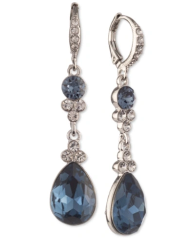 Givenchy Pear-shape Crystal Double Drop Earrings In Silver