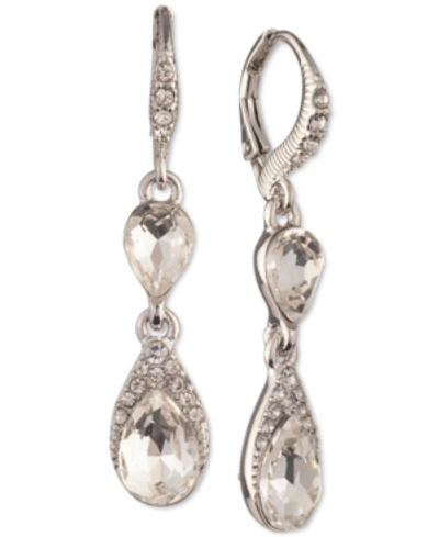 Givenchy Pear-shape Crystal Double Drop Earrings In Silver