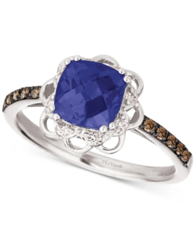 Le Vian Blueberry Tanzanite (1-1/3 Ct. T.w.) & Diamond (1/6 Ct. T.w.) Flower Ring In 14k White Gold
