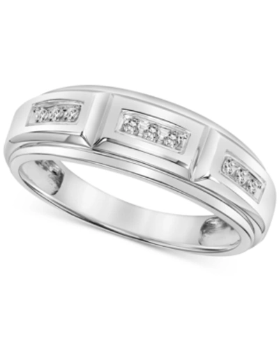 Macy's Men's Diamond Wedding Band (1/4 Ct. T.w.) In 10k White Gold