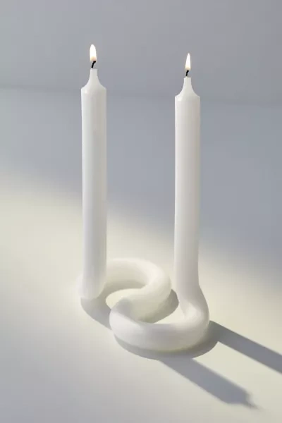 Lex Pott Twist Duo Standing Taper Candle In White