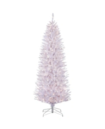 Puleo International 7.5 Ft Pre-lit White Pencil Franklin Fir Artificial Christmas Tree With 350 Ul-listed  In Green