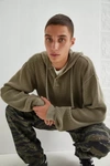 Bdg Waffle Knit Hooded Rugby Shirt In Olive