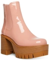 Madden Girl Gotcha Mega-lug Platform Chelsea Booties In Buff Patent