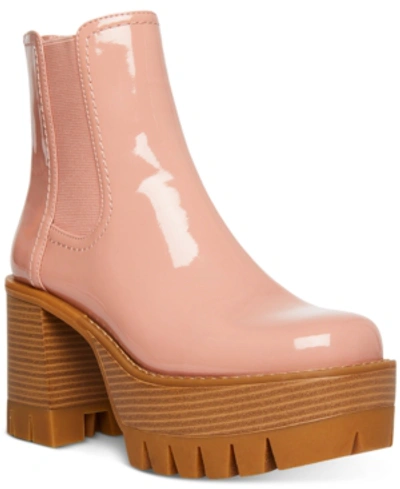 Madden Girl Gotcha Mega-lug Platform Chelsea Booties In Buff Patent