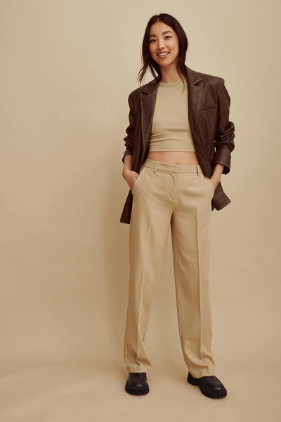 Amalie Star X Na-kd Recycled Mid Rise Suit Trousers - Beige