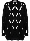 Valentino V Cut-out Long-sleeve Knitted Jumper In Black