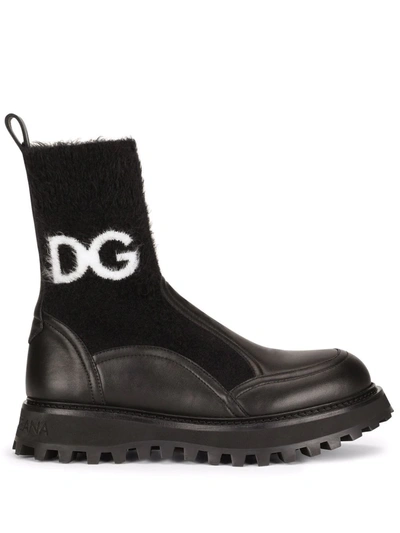Dolce & Gabbana Ridged-sole Ankle-length Boots In Black