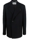 Off-white Double-breasted Short Coat In Black