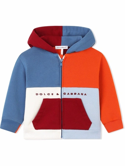 Dolce & Gabbana Babies' Colour-block Cotton Hoodie In Blue