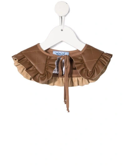 Mi Mi Sol Kids' Ruffle-trimmed Quilted Collar In Brown