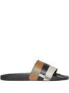 Burberry Logo Furley Rubber Slide Sandals In Neutrals