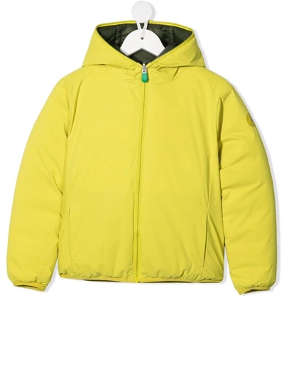 Save The Duck Teen Reversible Hooded Coat In 绿色