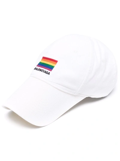 Balenciaga Pride Flag Cap In Weiss
