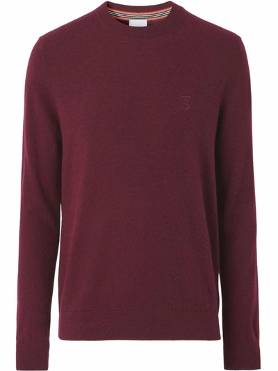 Burberry Monogram-embroidered Cashmere Jumper In Rot