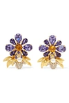 DOLCE & GABBANA Gold-plated, Swarovski crystal and faux pearl clip earrings