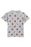 Palm Angels Kids Grey All-over Bear Logo T-shirt In Medium Grey