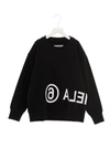 Mm6 Maison Margiela Kids' Logo Print Cotton Sweatshirt In Black