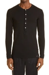 Tom Ford Stretch Cotton Henley In Black