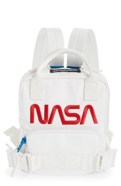 Balenciaga Nasa Extra Small Nylon Backpack In White